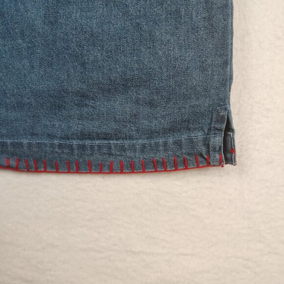 VTG New Direction Denim Vest Womens sz L Christmas Angel Embroidered - Picture 7 of 10